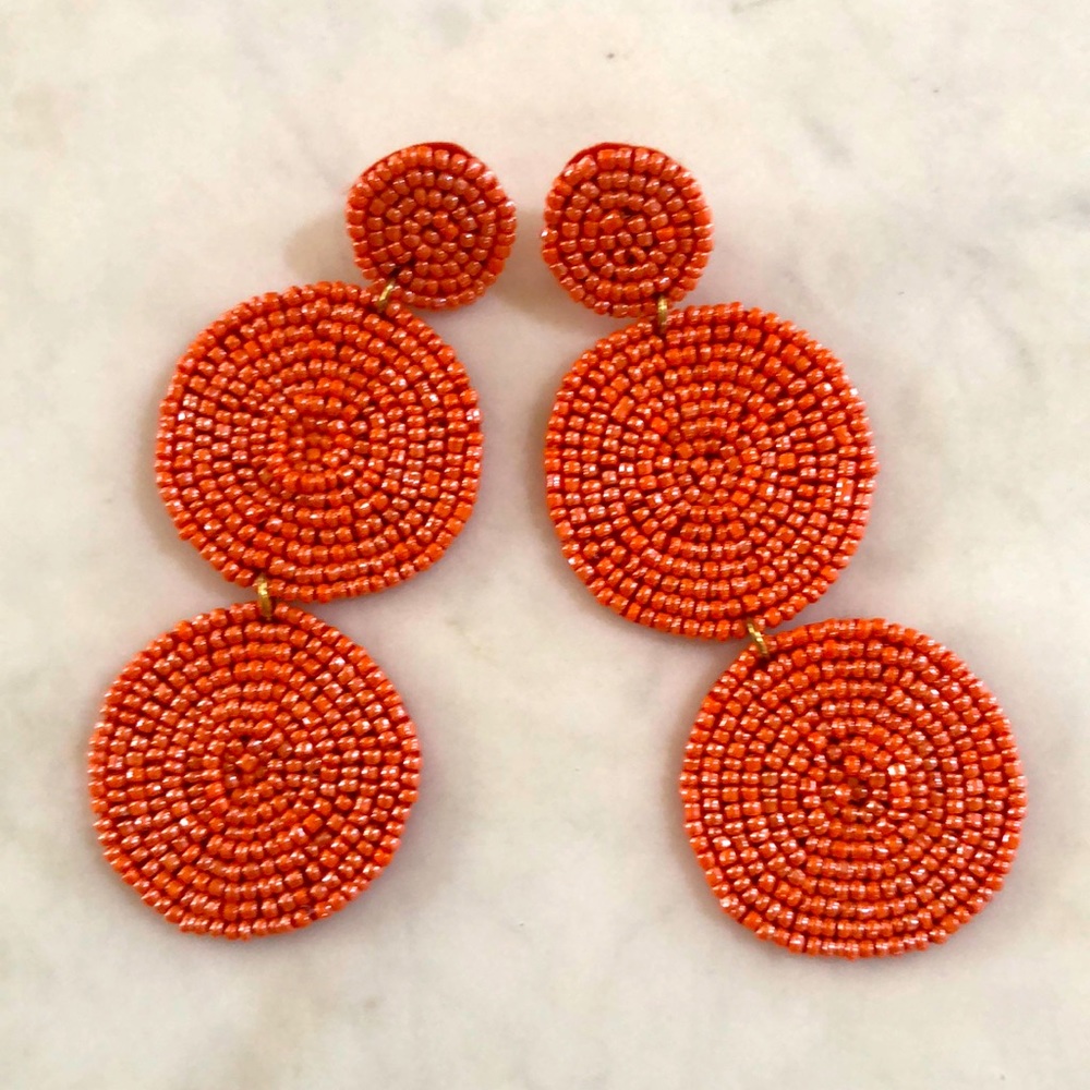 Bold Coral Statement Earrings - Picture 1 of 2